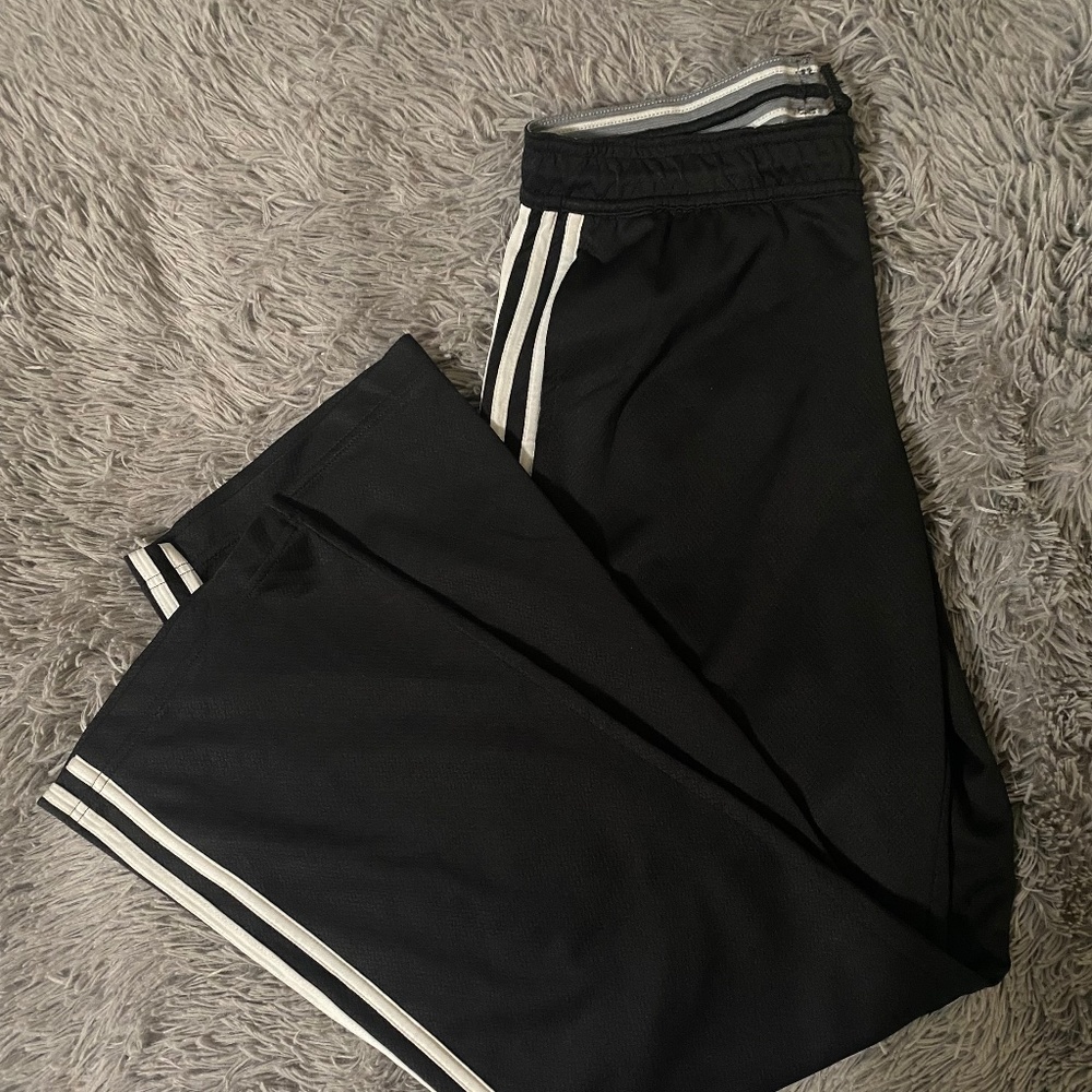 Adidas Black and White Straight Leg Track Pants